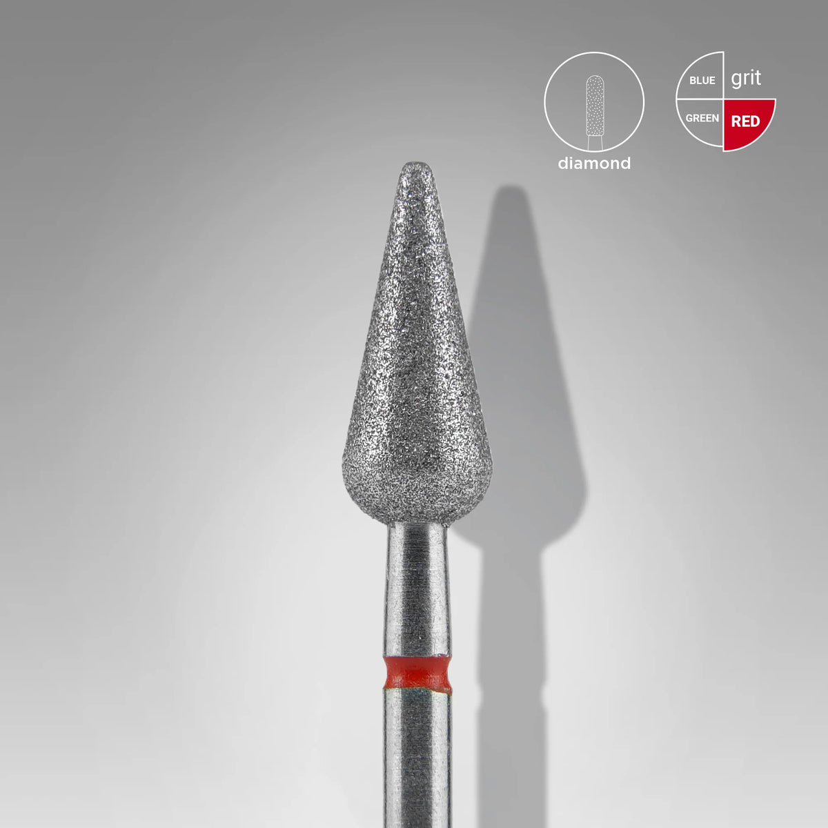Ponteira de Diamante com Ponta Pera Vermelha EXPERT - Diâmetro da Cabeça 5mm / Peça de Trabalho 12mm